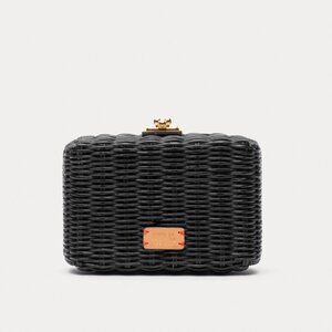 Frances Valentine Paige Wicker Clutch in Black